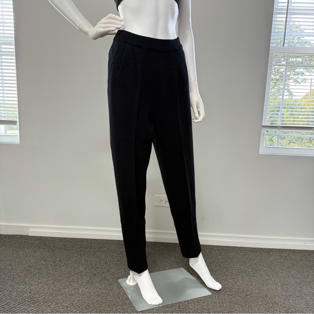 Peter Nygard Black Knit Merino Wool Trousers - Picture 2 of 10